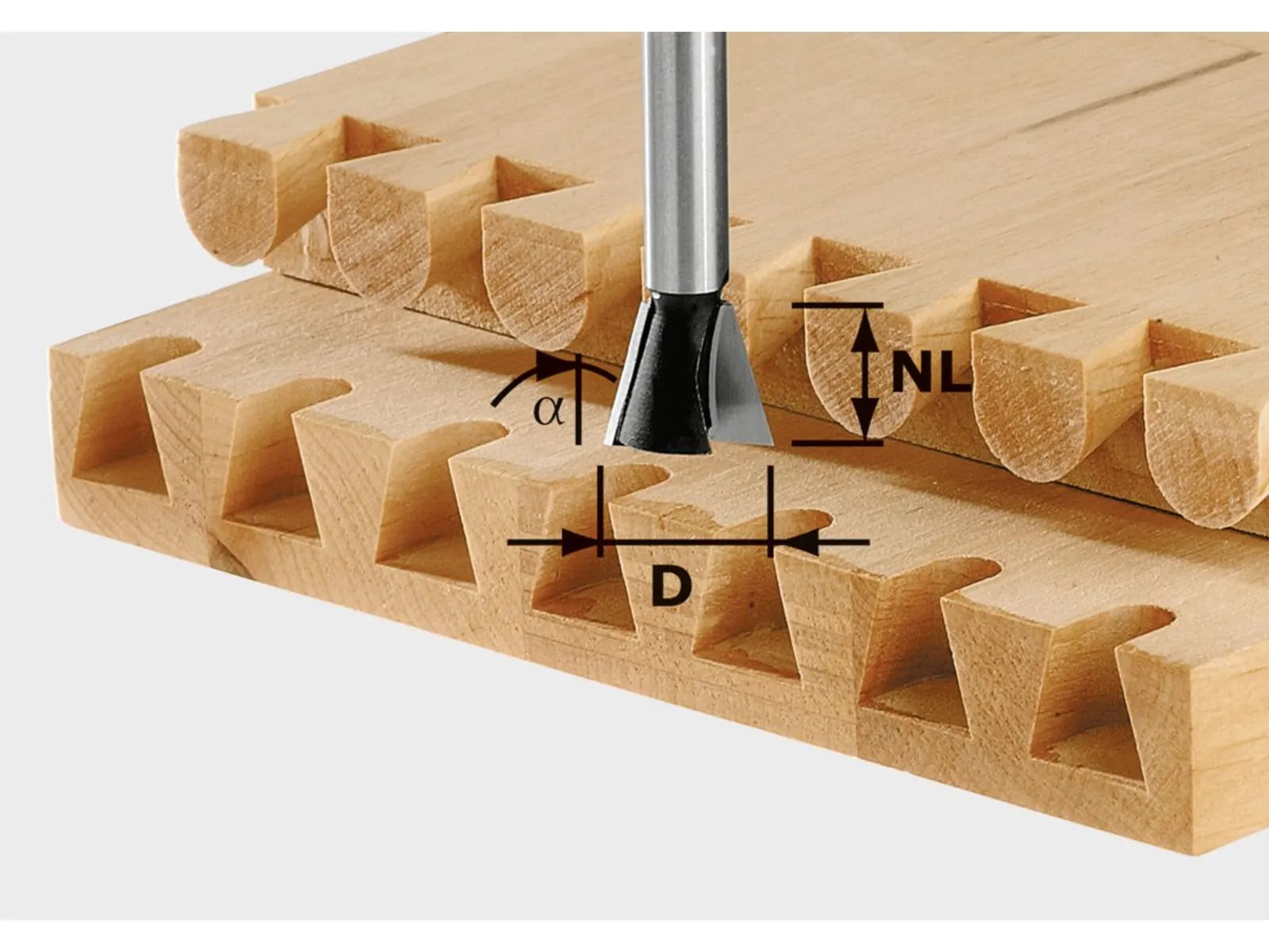 FESTOOL ACCESSORY 490996 HW S8 D20/17/15 degree Dovetail cutter HW shank 8 mm