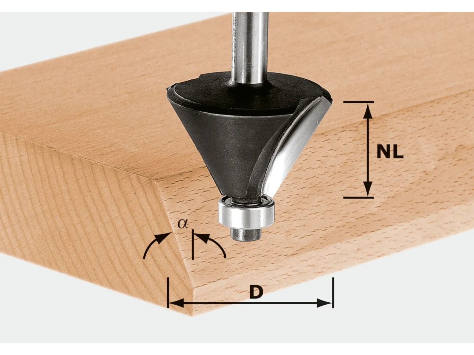 FESTOOL ACCESSORY 491025 HW S8 D36/45 degree Chamfer cutter HW shank 8 mm