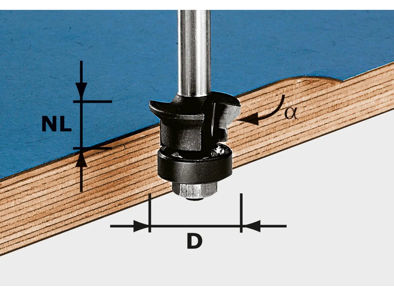 FESTOOL ACCESSORY 491026 HW S8 D24/0 degree +45 degree Edge trimming chamfer cutter shank 8 mm
