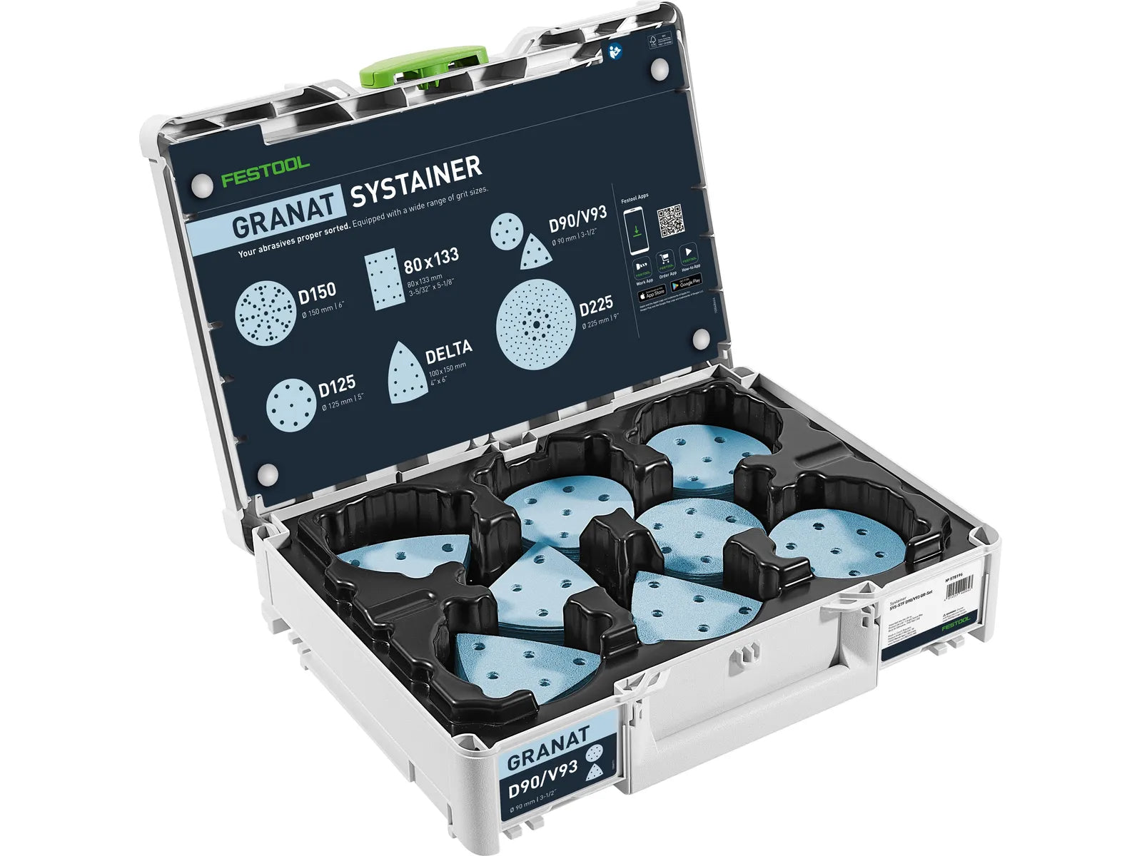 FESTOOL ACCESSORY 578196 SYS-STF D90/V93 GR set abrasive assortment Systainer3v